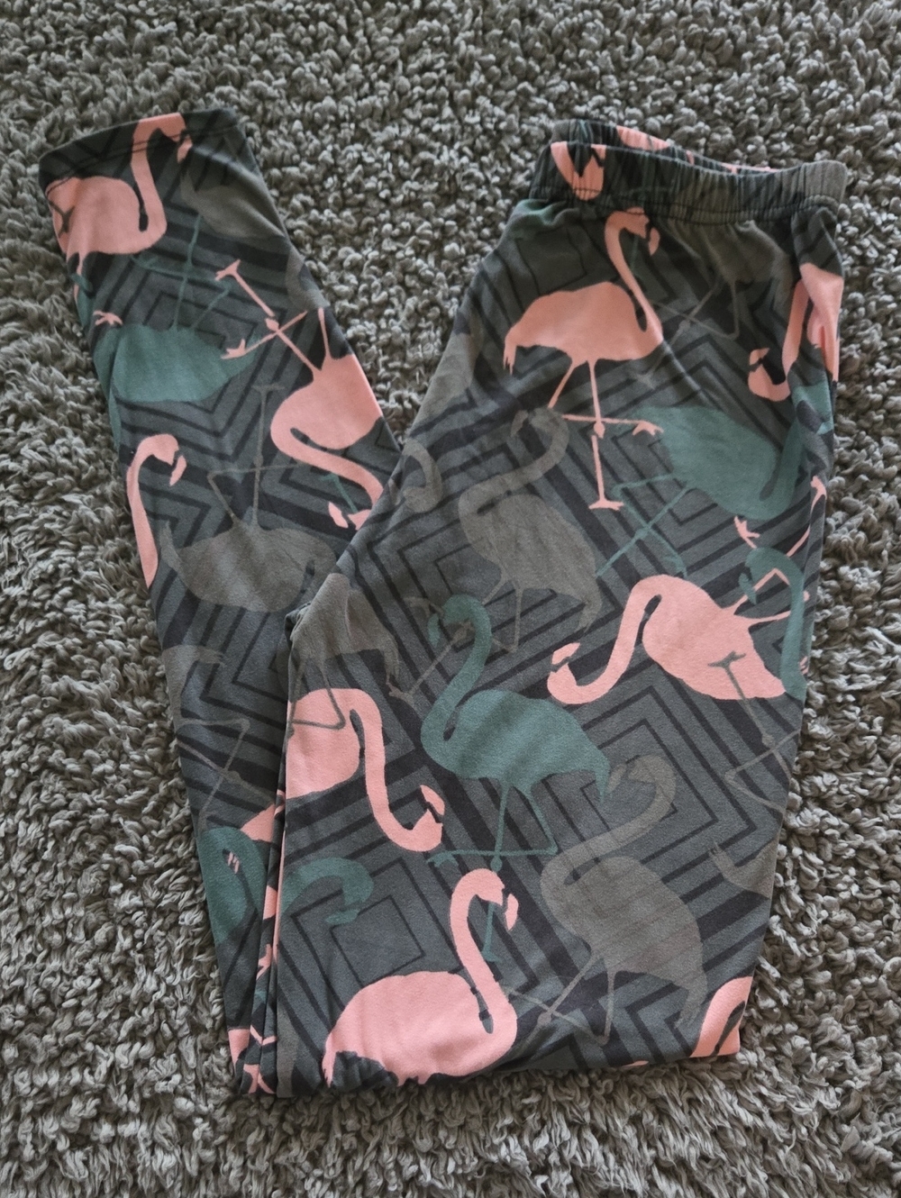 Women's Pink & Teal Flamingo Leggings Pants - Size OS